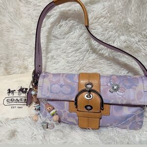 💜VERY RARE!! AUTH vintage Coach SoHo Jacquard Bumble Bee bag in purple